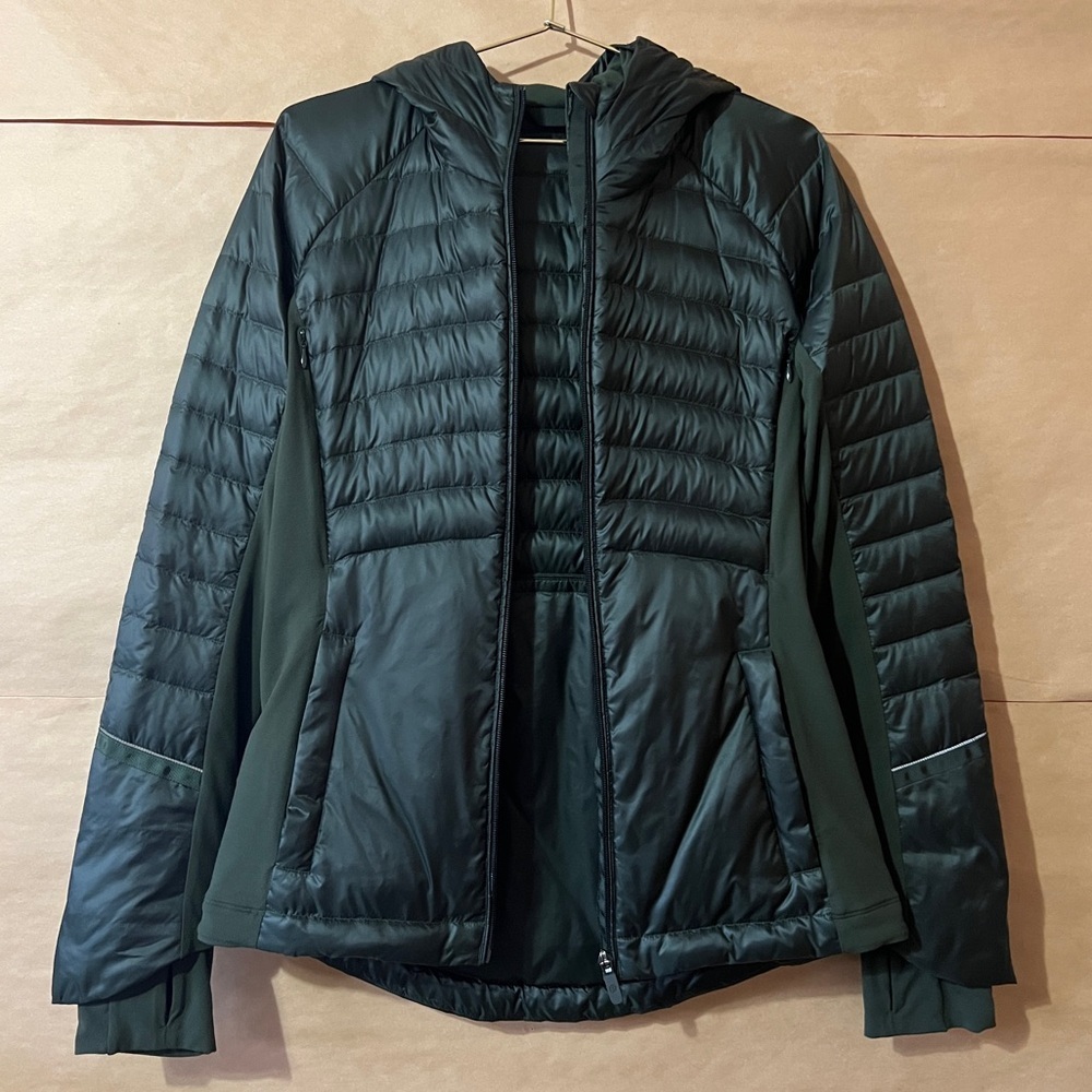 Lululemon | Down For A Run Jacket II Gator Green Zip Up Puffer Goose Down Size 6 - Picture 3 of 15